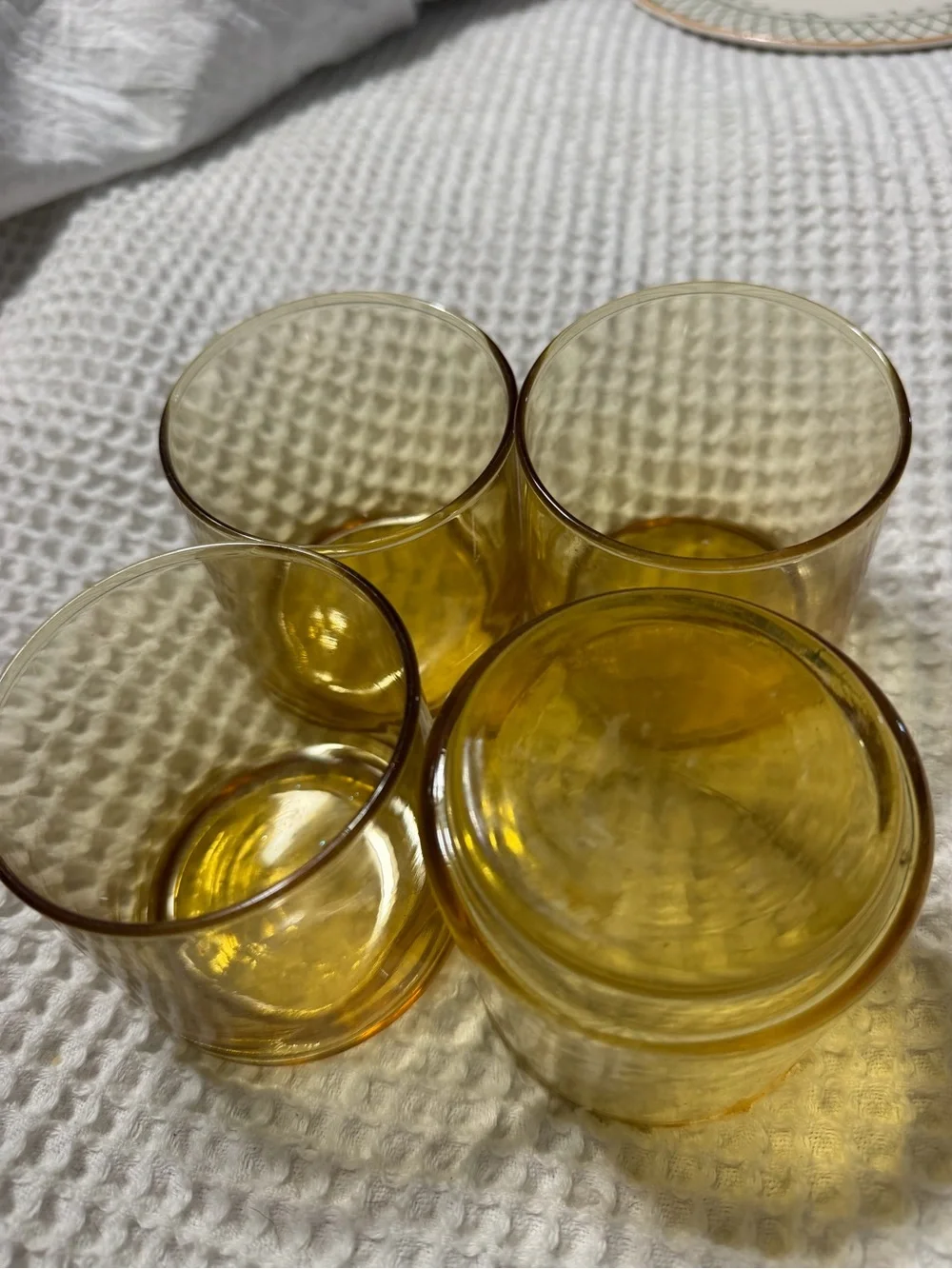 Libbey Bolero Gold Amber DOF Rocks Lowball Glasses Set of 4 3” MCM USA 1970s VTG